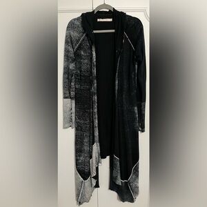 Blanc Noir Huntress Hooded Cardigan Black Grey 100% Cotton Size Large